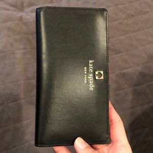 Kate Spade Black and Pink Wallet with Snap Closure
